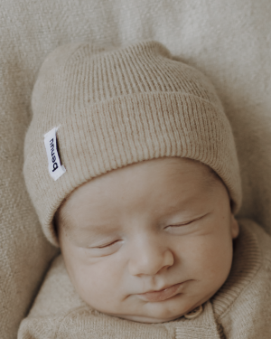 benuu Baby Mütze Merinowolle cappuccino – Newborn Beanie 0–1 Jahr