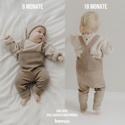 benuu® Premium Baby Set aus Merinowolle – Cardigan, Latzhose, Booties & Beanie (0–12 Monate) – Bild 10