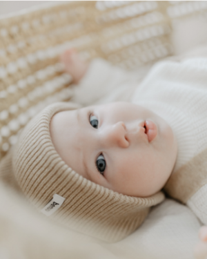 Baby Mütze Merinowolle beige – benuu Beanie für Kleinkinder 1–3 Jahre