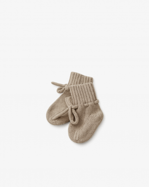 MERINO BOOTIES COFFEE<br> (0–12 MONATE)